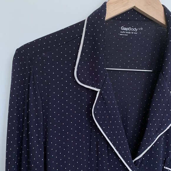 GAP Modal Pajama top Navy Blue Polka Dot - Picture 5 of 6